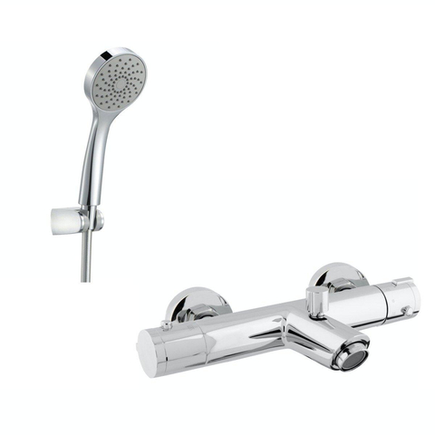 Go by Van Marcke mitigeur thermostatique de baignoire avec ensemble de douchette ronde chrome SW375238