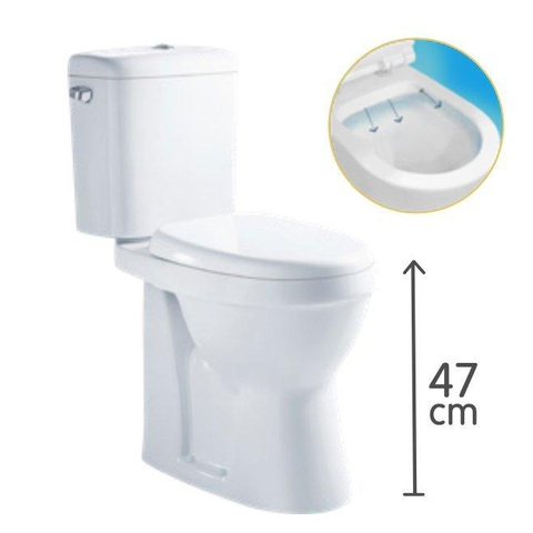 Nemo Go XJoy spoelrandloos PACK staand toilet verhoogd PK zonder spoelrand porselein wit wczitting sofclose in kunststof SW287128