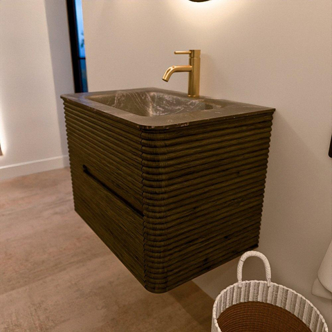 Mondiaz CIRO-DLUX Badkamermeubelset - 70x45x50cm - Solid surface wastafel Lava - 1 wasbak Midden - 1 kraangat - 2 lades - Shadow SW1533802