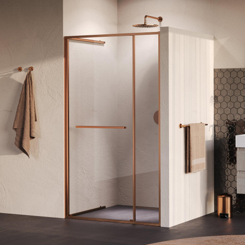 BRAUER Luminis Nisdeur - 120x200 - 2-delig naar binnen draaiend - helder glas - omkeerbaar - incl. glascoating - geborsteld koper PVD SW1580840