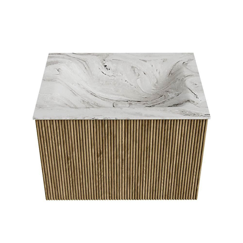 Mondiaz KURVE-DLUX Badkamermeubelset - 60x46x40cm - 1 lade - wastafel solid surface - midden - zonder kraangat - Dusk SW1415453