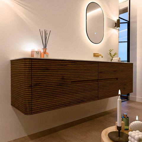 Mondiaz CIRO-DLUX Meuble de salle de bains - 190x45x50cm - Plan vasque solid surface Oza - 1 bassin à droite - sans trous de robinet - 4 tiroirs - Dusk SW1533316