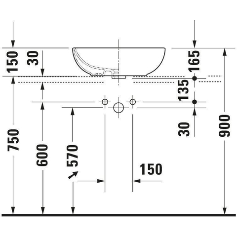 Duravit Foster opbouw wastafel met overloop 49.5x35cm met Wondergliss wit 0290467