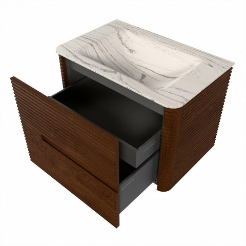 Mondiaz CIRO-DLUX Badkamermeubelset - 70x45x50cm - Solid surface wastafel Nata - 1 wasbak Midden - zonder kraangaten - 2 lades - Ruby SW1531799