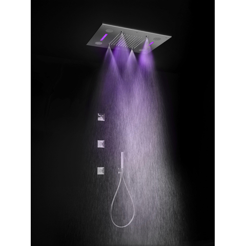 Hotbath Mate Inbouw - hoofddouche 48x63cm rechthoek - met spray LED verlichting - geborsteld nikkel (RVS) SW74123