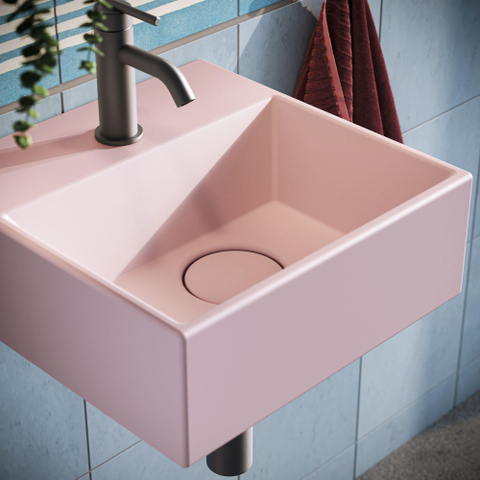 Crosswater Counter Basins Beck Wastafel - 30x30x11cm - 1 kraangat - open waste - mat roze SW927991