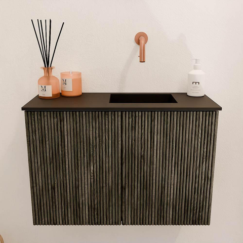 Mondiaz JOYA 60cm meuble de salle de bains - couleur Shadow - Vasque FAYE position Droite Sans trou de robinet couleur Urban SW1421502