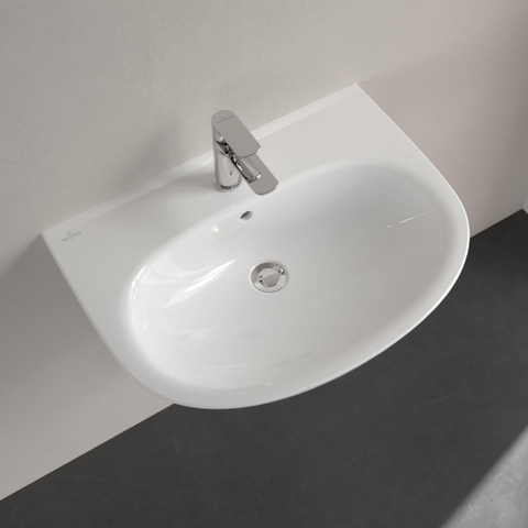 Villeroy & Boch O.novo wastafel ovaal - 1 kraangat - met overloop - 65x48cm - White Alpine (glans wit) SW878400
