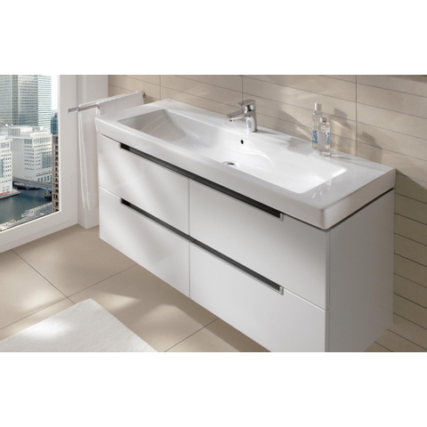 Villeroy & Boch Subway 2.0 meubelwastafel - 130x47cm - 1 kraangat - met overloop - White Alpine (glans wit) 1024046
