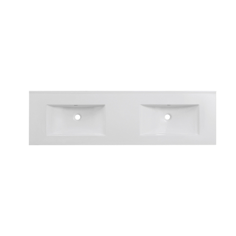 Saniclass Vygo Meubelwastafel - 161.5x46x2cm - overloop - 2 wasbakken - 0 kraangaten - keramiek - glans wit SW1471934