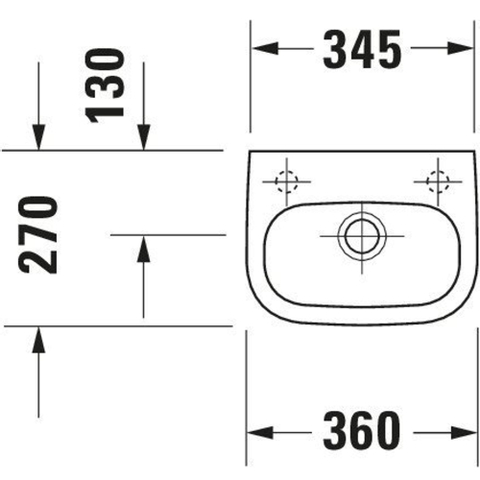 Duravit D-code Fontein - 36x27cm kraangat rechts - met overloop - glans wit 0296237