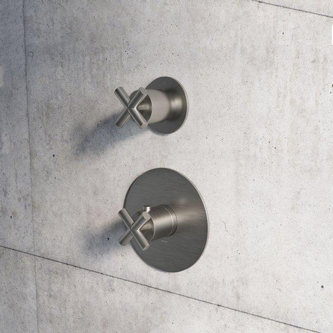 Hotbath Chap mitigeur douche encastrable avec un robinet d'arret C012 nickel brossé SW11408
