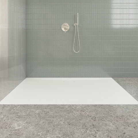 Villeroy & Boch Ecora douchebak - 160x100x3.5cm - afvoer lange zijde - stone white (wit) SW1559001