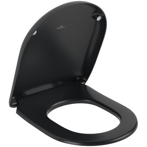Villeroy & Boch Antao Closetzitting - met automatische sluitfunctie (SoftClosing) - met afneembare zitting (QuickRelease) - softclose - Pure Black (mat zwart) SW917847