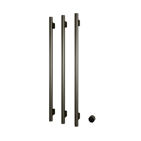 Hotbath &MORE Handdoekradiator - 57x115cm - rond - 3 stangen - verticaal - met schakelaar - geborsteld nikkel (RVS) SW1245818