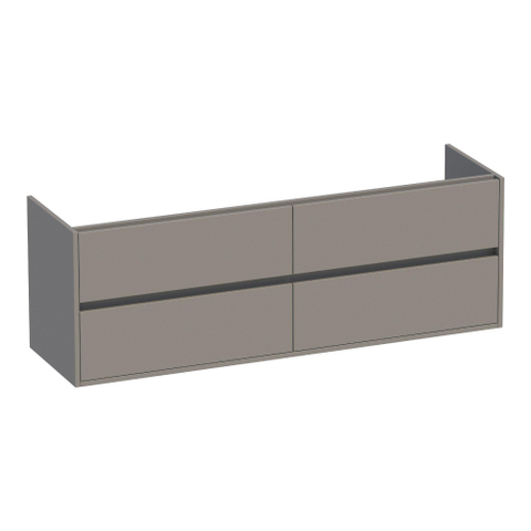 BRAUER Adore Meuble sous-lavabo - 160x46x55cm - 4 tiroirs à fermeture douce - sans poignées - 2 découpes pour siphon - taupe mat SW1198366
