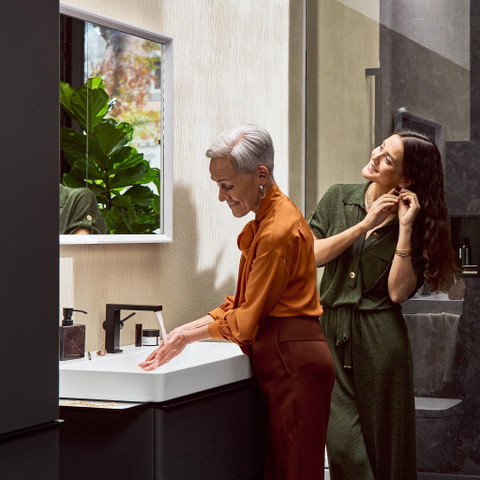 Hansgrohe Tecturis E 1 greeps wastafelkraan - 110 Fine - coolstart - met PushOpen - waste set - mat zwart SW918279