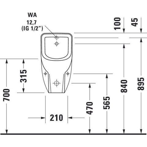 Duravit D Code Cuvette d’urinoir avec fixation et siphon avec connexion derrière et mouche Blanc 0315130