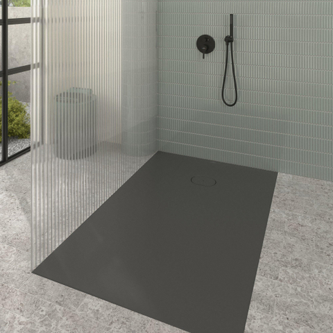 Villeroy & Boch Ecora douchebak - 150x100x3.5cm - afvoer korte zijde - anthracite (antraciet) SW1558870