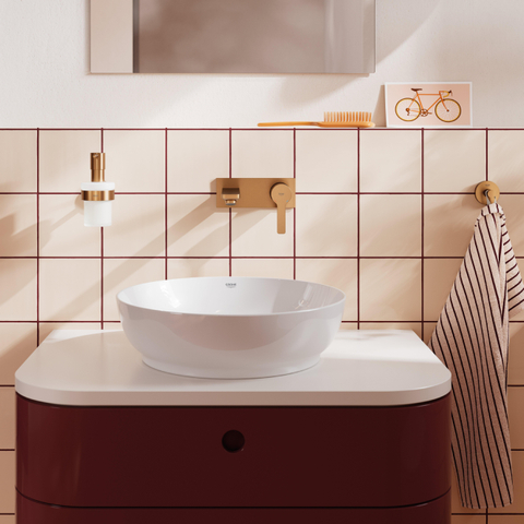 GROHE Lineare New wastafelkraan - l-size - wand - 2-gats - geborsteld warm sunset (koper) SW1477576