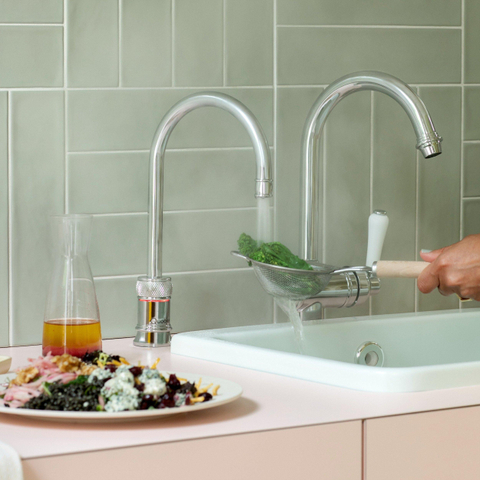 Quooker Classic Nordic Round kokendwaterkraan - draaibare uitloop - Combi reservoir - Warm / kokend water - Chroom SW299655
