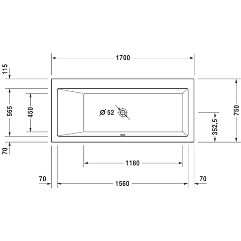 Duravit Vero bad 170x48x75cm acryl wit 0297519