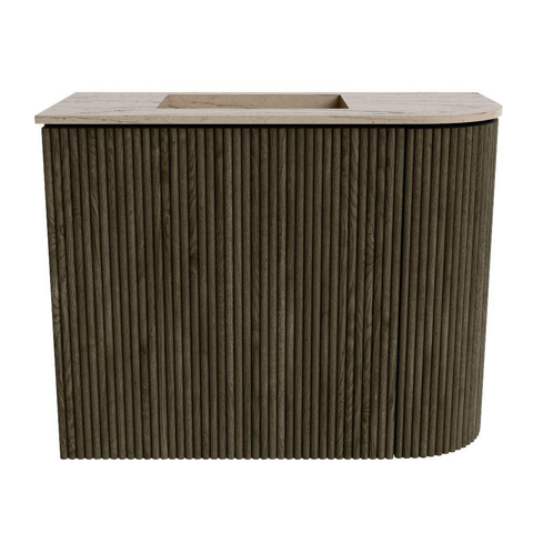 Mondiaz JOYA-DLUX Meuble de toilette 51,6cm - arrondi droit couleur Shadow - Lavabo FAYE position Gauche Sans trou de robinet couleur Arena SW1424840
