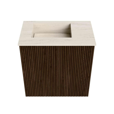 Mondiaz JOYA-DLUX Meuble de toilette 40cm - couleur Walnut - Vasque FAYE position Gauche Sans trou de robinet couleur Meli. SW1424398