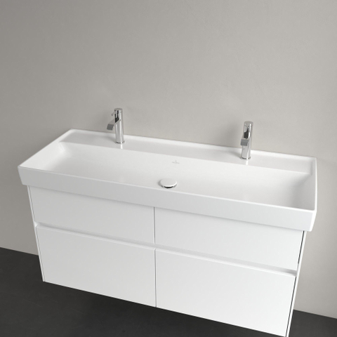 Villeroy & Boch Collaro meubelwastafel - 120x47cm - zonder overloop - 2 kraangatenen - Stone White (mat wit) SW358331
