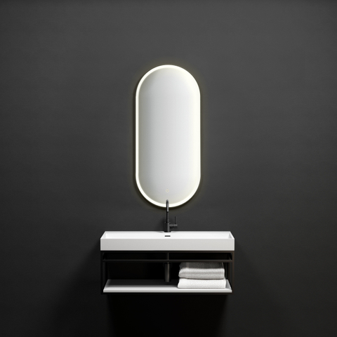 Clou Look at Me spiegel – ovaal – 45x100 cm – indirecte LED rondom – Zwart mat SW636634