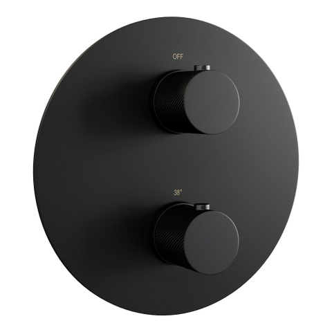 BRAUER Black Carving douche de pluie encastrée thermostatique - 3 voies - ronde - set 94 - pomme de douche 30cm - bras mural courbé - douchette 3 jets - flexible de douche - barre de douche intégrée - noir mat SW1159245