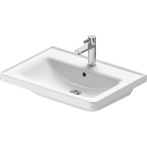 Duravit D-neo Wastafel - met waskom midden - met kraangat - met overloop - 65x48cm - met wondergliss - glans wit SW640389