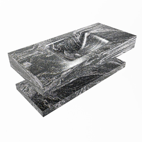 MONDIAZ ALAN - DLUX Badkamermeubelset - 100cm - planchet - Lava - vrijhangende wastafel - wasbak midden - 1 kraangat - Lava SW809245
