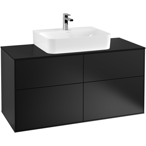 Villeroy & Boch finion wastafelonderkast - 120x60.3cm - 4 lades - mat zwart SW479604