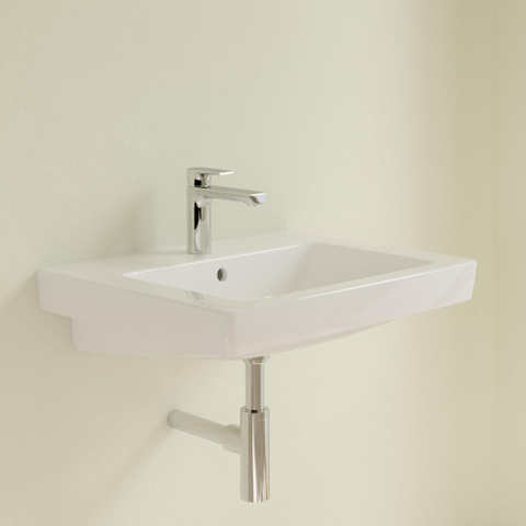 Villeroy & Boch Subway 2.0 wastafel onderzijde - geslepen - 60x47cm inclusief kraangat - met overloop - White Alpine (glans wit) 1024125
