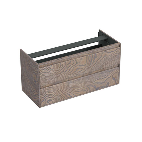 Forzalaqua Reno 2.0 wastafelonderkast 120x51x60cm met 2 softclose greeploze lades Massief Eiken Silver Grey SW492365