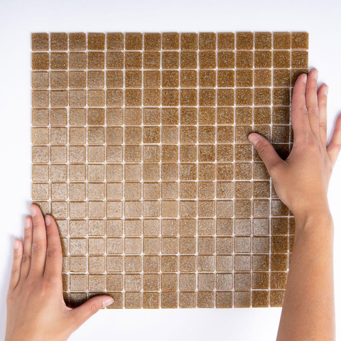 The Mosaic Factory Amsterdam mozaïektegel - 32.2x32.2cm - wand en vloertegel - Vierkant - Glas Light Brown Mat SW62110