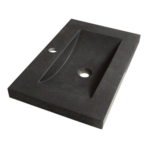 ENSEMBLE DE MEUBLE de salle de bain BRAUER Trust - 60x40cm - incl. poignées à poser en inox doré brossé - 1 lavabo en basalte anthracite - 2 tiroirs softclose - 1 découpe pour le siphon - Bois flotté SW1233529