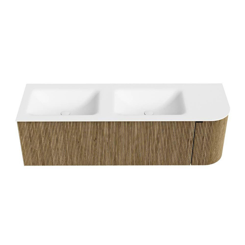Mondiaz KURVE Badkamermeubelset - 145x46x40cm - 1 lade - 1 deur - wastafel solid surface - dubbel / links - zonder kraangat - Dusk SW1416101
