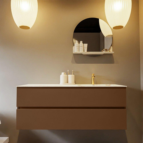MONDIAZ VICA-DLUX Ensemble meuble de salle de bains - 130cm - sous-meuble rust- 2 tiroirs - lavabo encastré cloud à droite - 1 trou de robinet - version haute 60cm - frape SW1089088