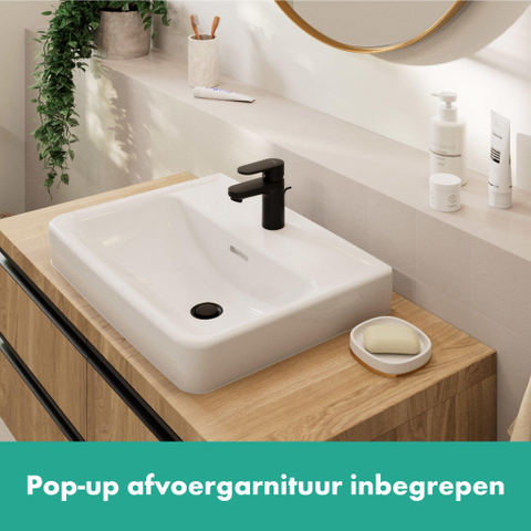 Hansgrohe Vernis Blend Eengreeps wastafelmengkraan - 70 - coolstart - met PopUp - trekwaste - mat zwart SW642533