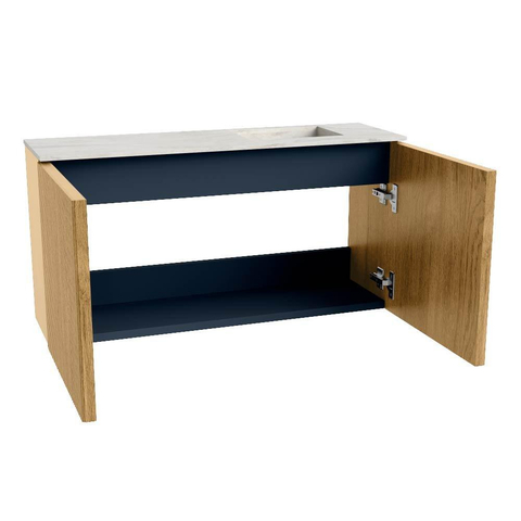Mondiaz JOYA-DLUX 80cm meuble de toilette - couleur Chêne - Vasque FAYE position Droite 1 trou de robinet couleur Opalo. SW1422118