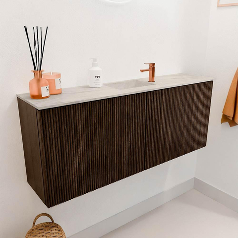 Mondiaz JOYA-DLUX 100cm toiletmeubel - kleur Walnut - Wastafel FAYE positie Midden 1 kraangat kleur Ostra. SW1422641
