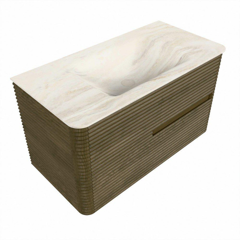 Mondiaz CIRO-DLUX Meuble de salle de bains - 90x45x50cm - Plan vasque solid surface Ostra - 1 lavabo au milieu - sans trous de robinet - 2 tiroirs - Dusk SW1532908