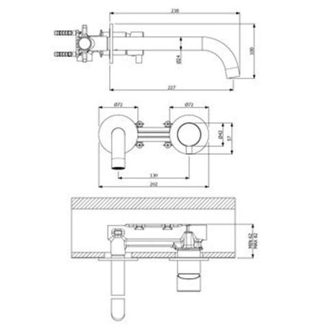 Plieger Napoli mitigeur encastré mural 1 levier avec bec 23,8 cm cold start chrome SW238014