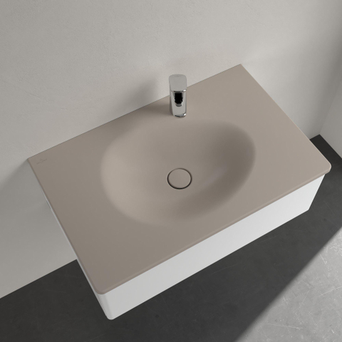 Villeroy & Boch Antao meubelwastafel - 80x50cm - 1 kraangat - met overloop CeramicPlus - mat almond (beige) SW957923