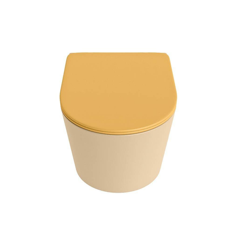 Mondiaz LAVIE hangtoilet – spoelrandloos – 36 x 53 cm – met softclose zitting – Sand (beige), zitting Ocher (geel) SW1208682