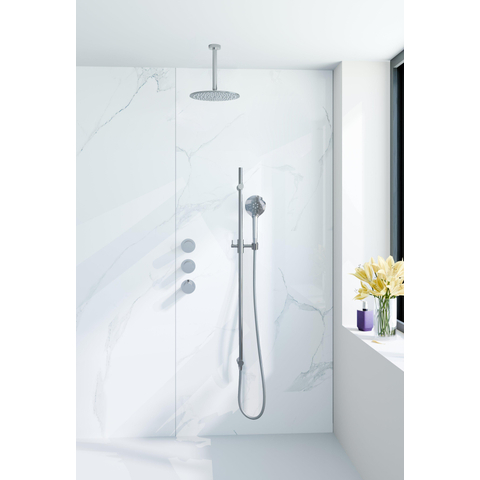 Fortifura Nebbio opbouw regendoucheset – 20 cm plafondbuis – 1-stands ronde handdouche – glijstang 91 cm – chroom SW1447066