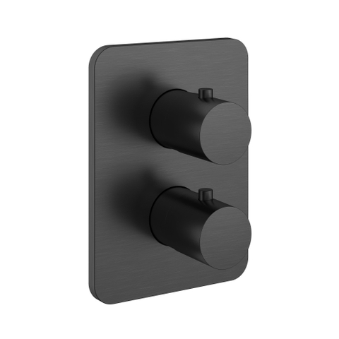 Hotbath Gal Afbouwdeel - voor inbouwthermostaat - met stop-omstel - PVD - geborsteld gunmetal (antraciet) SW656208
