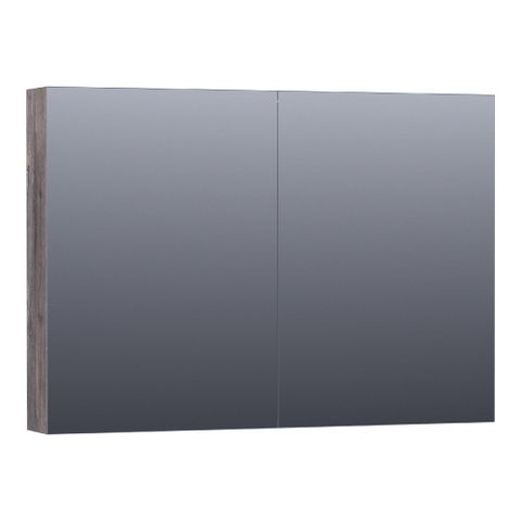 Saniclass Dual Spiegelkast - 100x70x15cm - 2 links- rechtsdraaiende spiegeldeur - MFC - grey Canyon SW499539